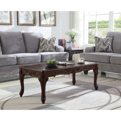 Roundhill Furniture Dark Cherry Finish Wood Coffee & End Table Set - 3Pc