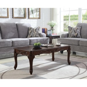 Roundhill Furniture Dark Cherry Finish Wood Coffee & End Table Set - 3Pc - 1 of 4