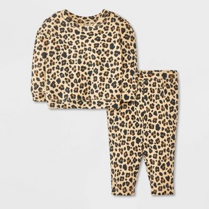 Baby Girls' 2pc Waffle Sweatshirt & Legging Set - Cat & Jack™ - 1 of 4