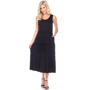 Women's Scoop Neck Tiered Midi Dress - White Mark - 1 of 3