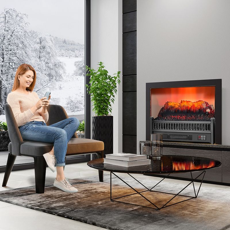 Costway 23''  Electric Fireplace Log Set Heater W/ Remote Control Realistic Flame 1400W, 4 of 11