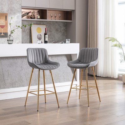 SKRAN 26 Inch Velvet Upholstered Counter Height Barstool, With Back  And Metal Frame, Modern Design for Kitchen, Home Bar, Dining Room