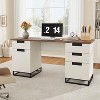 59" Farmhouse Executive Desk, Home Office Desk with File Drawer and Storage Cabinet, Wooden Computer Table with 3 Drawers - 2 of 4