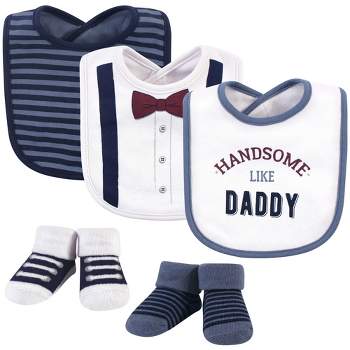 Little Treasure Baby Boy Cotton Bib and Sock Set 5pk, Handsome Daddy, One Size