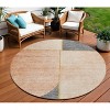 Coral Peach And Gray Abstract Washable Indoor Outdoor Area Rug - 2 of 4