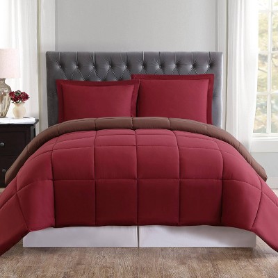 Truly Soft Everyday King Reversible Comforter Set Burgundy/Brown