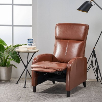 Stratton Recliner Tan - Christopher Knight Home: Upholstered, Bonded Leather, Comfortable Seating