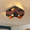 PAKOKULA Farmhouse Rustic 16.6 in. 2-Light Black Square Metal Flush Mount with Wooden Shade - 2 of 4