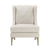 Chenille Fabric Upholstery Plywood Metal Wingback Modern Luxury Accent Chair with Diamond-Stitched Back, Reversible Seat and Gold Finish Legs - 2 of 4