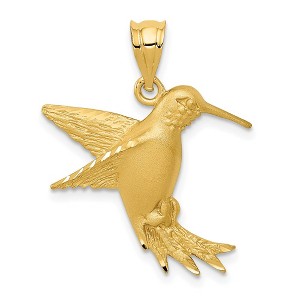 Black Bow Jewelry 14k Yellow Gold Satin Hummingbird Pendant - 1 of 4