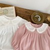 MyKids-USA Baby Girl Solid Color Long Sleeve Loose Cotton Bodysuit - 3 of 4