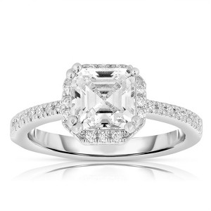 Guili Elegant Sterling Silver Ring with Asscher-Cut Cubic Zirconia for a Classic, Timeless Design with Sparkling Brilliance, Size 6, 7, and 8. - 1 of 3