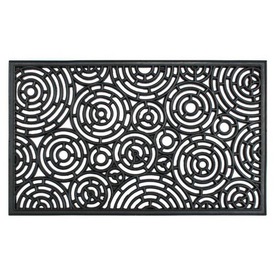 RugSmith Black Moulded Circle Patterns Rubber Doormat