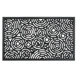 RugSmith Black Moulded Circle Patterns Rubber Doormat - 1 of 4