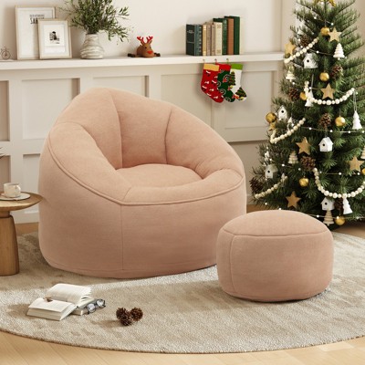 Aukfa Bean Bag Chair, Ultra-Soft Microfiber, Ergonomic Lounge Chair for Adults/Kids Or Living Room, Bedroom/Brown/Blue/Gray/White/Pink/Yellow