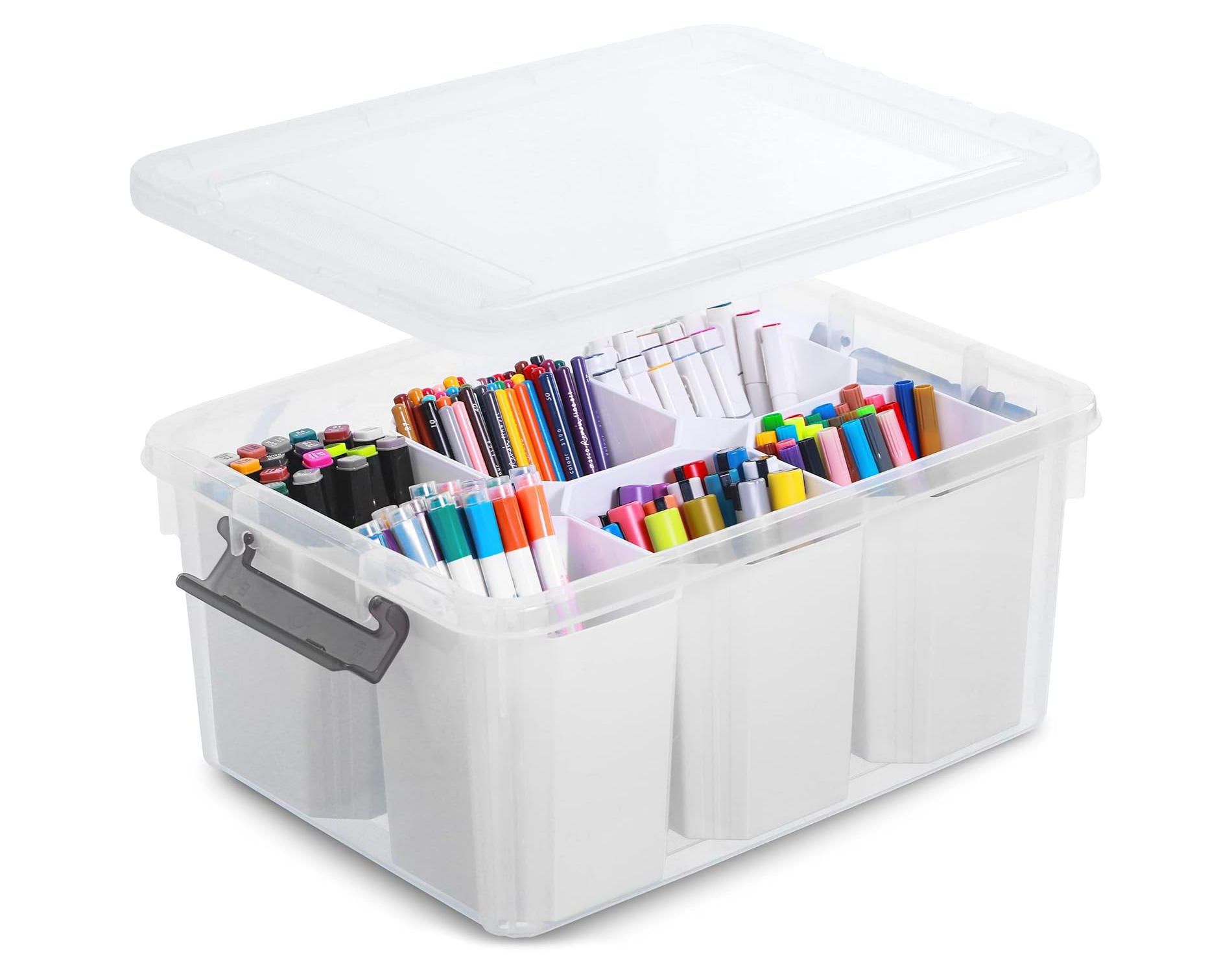 17 QT Plastic Storage Bins Clear Storage Box with Lids Multipurpose Stackable Storage Containers for Organizing Tool, Craft, Crayon