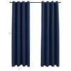 vidaXL Blackout Curtains with Rings 2 pcs Navy Blue 37"x95" Fabric - 3 of 3