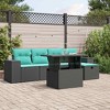 vidaXL Patio Sofa Set with Cushions Sectional Couches 6 Piece Poly Rattan - Black without storage - 2 of 4