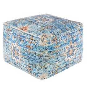 Mark & Day Monichkirchen 14"H x 20"W x 20"D Bohemian/Global Blue Pouf - 1 of 4