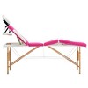 vidaXL Foldable Massage Table 4 Zones Wood White and Pink - 2 of 4