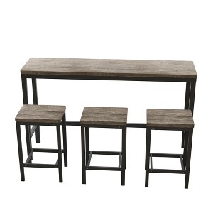 Anybear Modern Design Kitchen Dining Sets, Long Dining Table with 3 Stools, Easy Assembly - 1 of 4