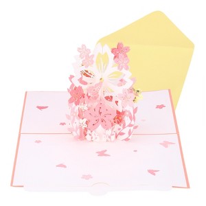 Unique Bargains Cherry Flower Basket Thickened Paper 3D Funny Birthday Cards for Best Friends Gift - 1 of 4