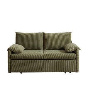 NicBex 65 Inch Corduroy Convertible Sleeper Sofa Bed with 2 Pillows,Pullout Bed and Side Pockets for Small Spaces,Living Room,Apartment - 1 of 4