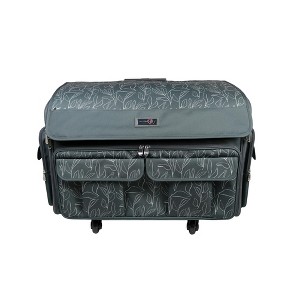 Everything Mary XXL 4 Wheel Collapsible Rolling Sewing Machine Storage Case, Grey Floral - 1 of 4