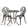 3 Piece Cast Aluminium Patio Bistro Set, Round Outdoor Patio Dining Table with 2 Chairs, Tulip Patio Dining Set for Backyard Garden - Coolbibila - 4 of 4
