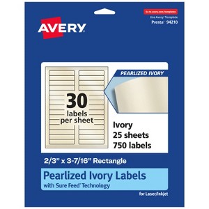 Avery Pearlized Ivory Rectangle Labels with Sure Feed Technology, 2/3" x 3-7/16" - 1 of 4