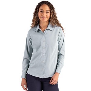 Cutter & Buck Skyline Epic Confidence Recycled Pinstripe Womens Long Sleeve Dress Shirt - 1 of 2