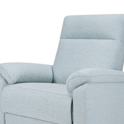 Heathered Blue Polyester Swivel Recliner with Straight Arms
