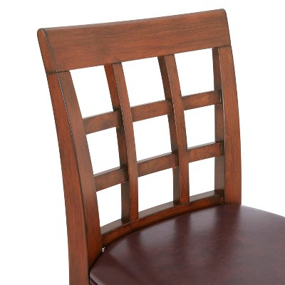 Napa Mahogany Rubberwood Counter Height Swivel Stool with Faux Leather Seat
