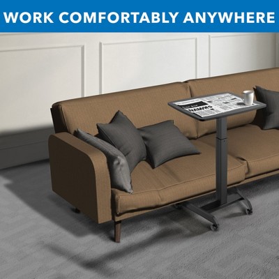 Black Adjustable Height Rolling Laptop Desk with Pneumatic Lift