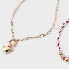 Amore and Heart Charm Pendant Necklace Set 2pc - Universal Thread™ Gold/White/Red - 3 of 3