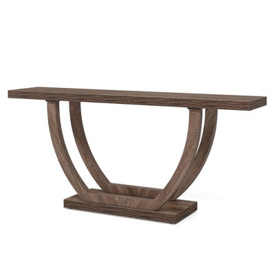 Dexmalle Chocolate Brown Unique 63" Farmhouse Console Table,Hallway and Living Room