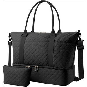 Weekender Bag for Women, Gym Tote with Shoe Compartment, Carry On Overnight Bag & Toiletry Kit - 1 of 4