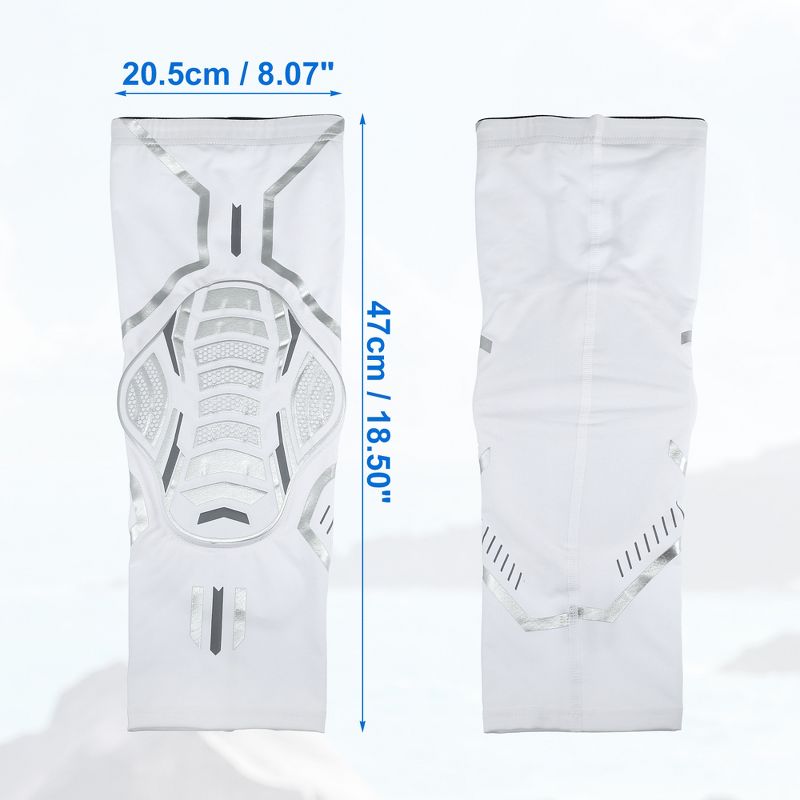Unique Bargains 2pcs Compression Knee Braces EVA Padd Leg Sleeves Protector Nylon White Size 2XL, 2 of 4