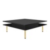 YOOCOZZ High Gloss 2-Tier Square Coffee Table with 4 Golden Legs and 2 Small Drawers - 4 of 4