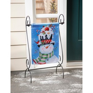 Evergreen Garden Flag Christmas Snowman  Lustre Double Sided Indoor Outdoor Decor 18" x 12.5" - 1 of 2