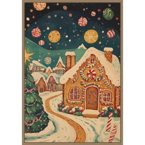Amanti Art Gingerbread Town by Melloi Art Prints Canvas Wall Art Print Framed 23-in. W x 33-in. H. - 1 of 4