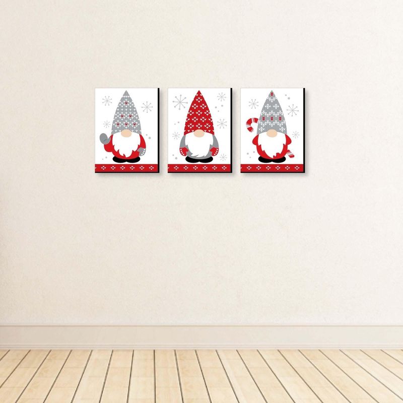Big Dot of Happiness Christmas Gnomes - Holiday Wall Art Room Decor - 7.5 x 10 inches - Set of 3 Prints, 4 of 9