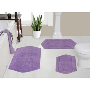 Waterford Collection Tufted Bath Rug, Extra Soft and Absorbent, Non-Slip Bath Mats, Machine Washable bath rugs for Bathroom, 3 Piece Set, Purple - 1 of 4