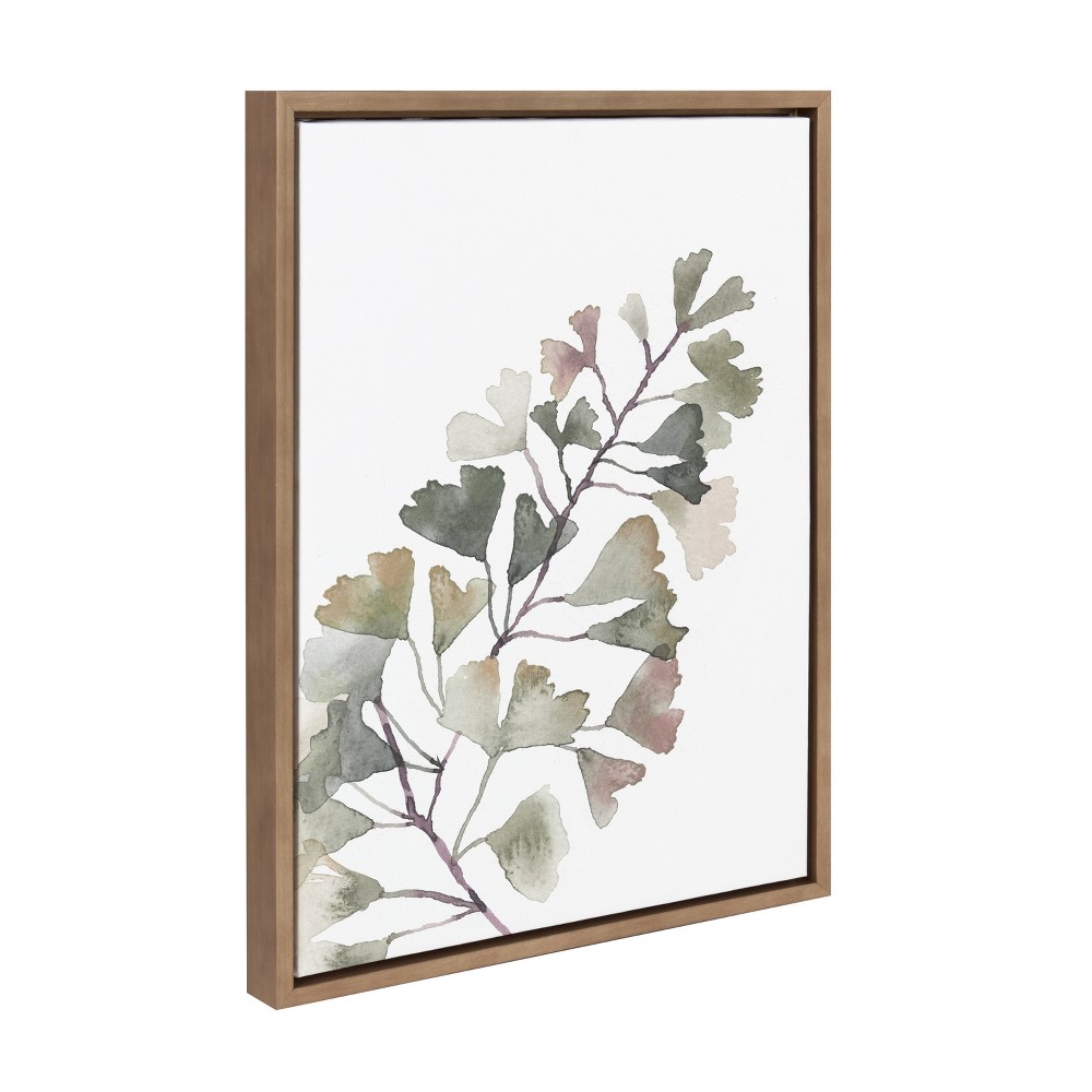 Photos - Other Decoration 18" x 24" Sylvie Botanical Soft Split Fern Framed Canvas by Sara Berrenson Gold - Kate & Laurel: Decorative Wall Art, Nurser