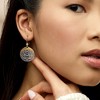 Ross-Simons Italian Blue Enamel Circle Drop Earrings in 18kt Gold Over Sterling - 2 of 3