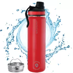 GROSCHE OASIS Fruit Infusion Water bottle & Flask, Vacuum Insulated Stainless Steel Infusion Water Bottle, 22 fl oz Capacity - Flame Red