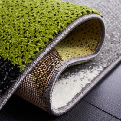 Grey and Green Abstract Synthetic 8' x 10' Area Rug