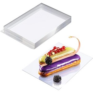 Clear Acrylic Plastic Plates for Party, Appetizer Plates Set, Fancy Plated Dessert Serving Dishes for Weddings & Party Essentials| 1MM thick - 1 of 4