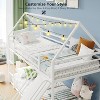 ELJGET Twin Over Twin Bunk Bed, Montessori Floor Bunk Bed Frame with Convertible Slide, Heavy Duty Metal Low Bed with House Shape and Roof for Kids - 4 of 4