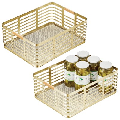 Mdesign Metal Kitchen Under Shelf Storage Baskets - 2 Pack - Soft  Brass/natural : Target